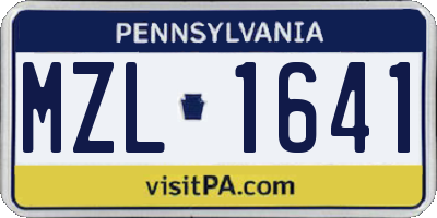 PA license plate MZL1641