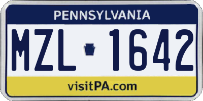 PA license plate MZL1642