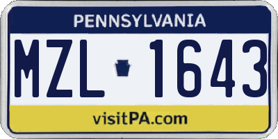 PA license plate MZL1643