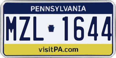 PA license plate MZL1644