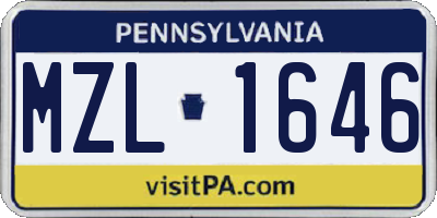 PA license plate MZL1646