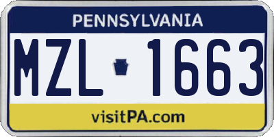 PA license plate MZL1663