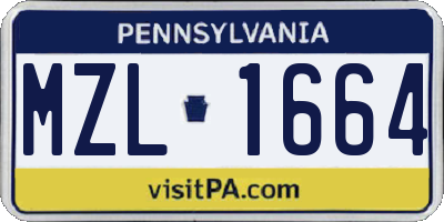 PA license plate MZL1664