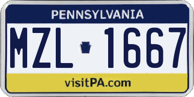PA license plate MZL1667