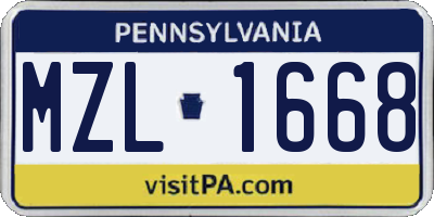 PA license plate MZL1668