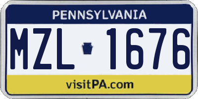 PA license plate MZL1676