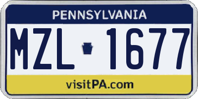 PA license plate MZL1677
