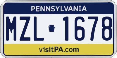 PA license plate MZL1678