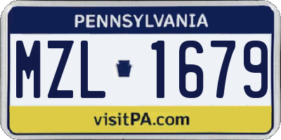 PA license plate MZL1679