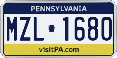 PA license plate MZL1680