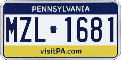 PA license plate MZL1681