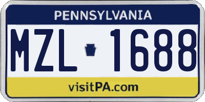 PA license plate MZL1688