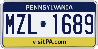 PA license plate MZL1689