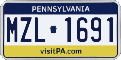 PA license plate MZL1691