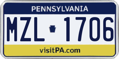 PA license plate MZL1706