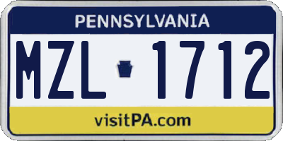 PA license plate MZL1712