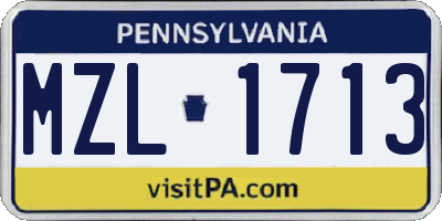 PA license plate MZL1713