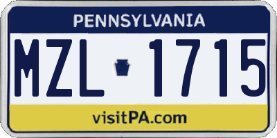 PA license plate MZL1715