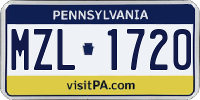 PA license plate MZL1720