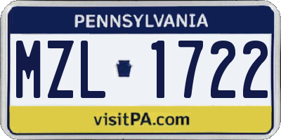 PA license plate MZL1722