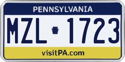 PA license plate MZL1723