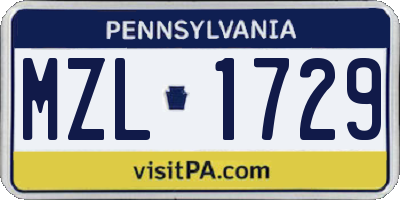 PA license plate MZL1729