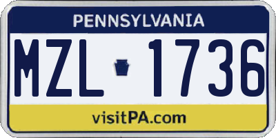 PA license plate MZL1736