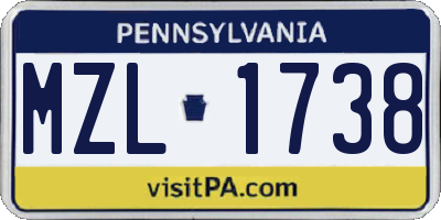 PA license plate MZL1738