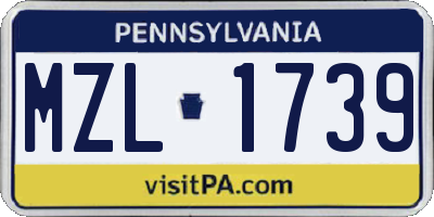 PA license plate MZL1739