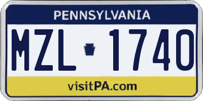 PA license plate MZL1740