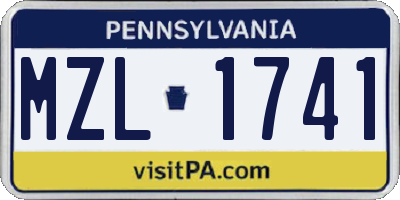 PA license plate MZL1741