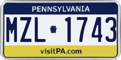 PA license plate MZL1743