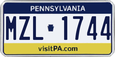 PA license plate MZL1744