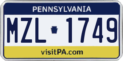 PA license plate MZL1749