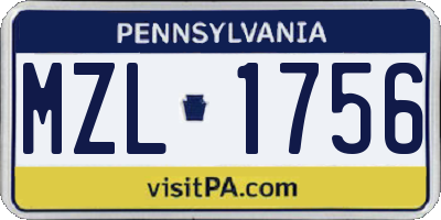 PA license plate MZL1756