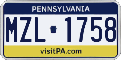 PA license plate MZL1758