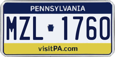 PA license plate MZL1760