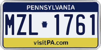 PA license plate MZL1761
