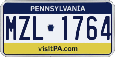 PA license plate MZL1764