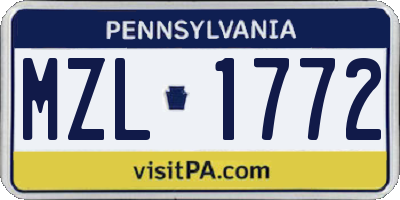 PA license plate MZL1772