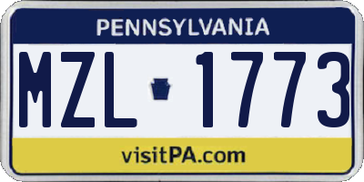 PA license plate MZL1773