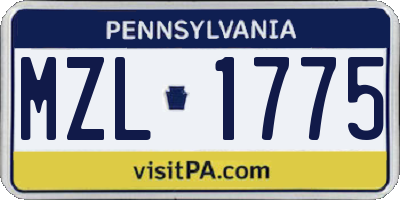 PA license plate MZL1775