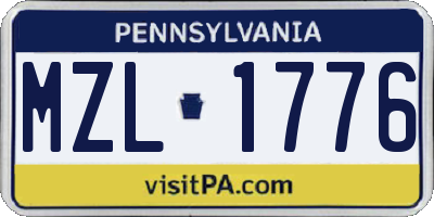 PA license plate MZL1776