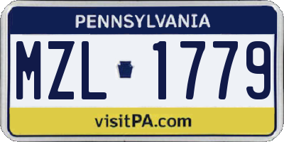 PA license plate MZL1779