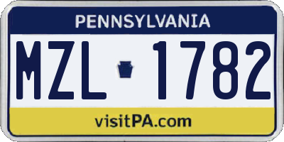 PA license plate MZL1782