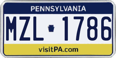 PA license plate MZL1786