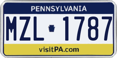 PA license plate MZL1787