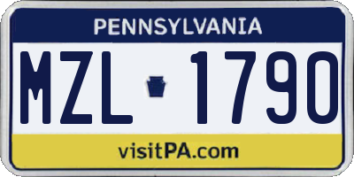 PA license plate MZL1790