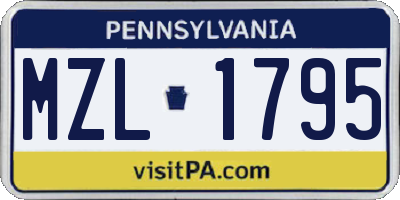 PA license plate MZL1795