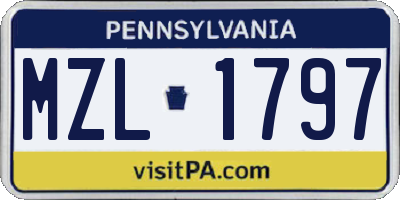 PA license plate MZL1797